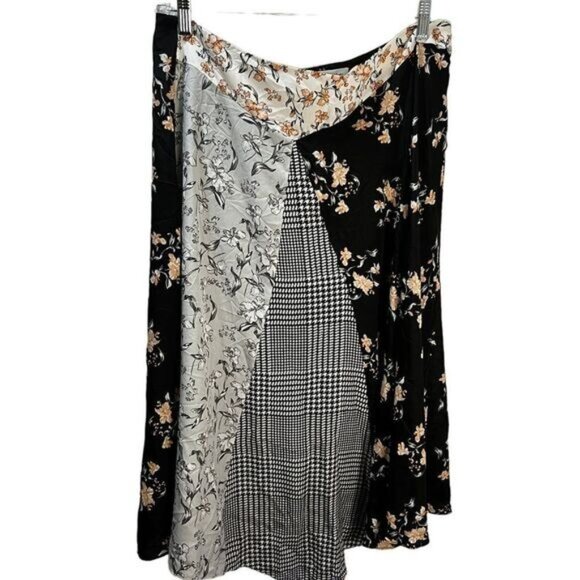 Asymmetric Printed MIDI Skirt Black Size 14 by Calvin Klein - Picture 2 of 8